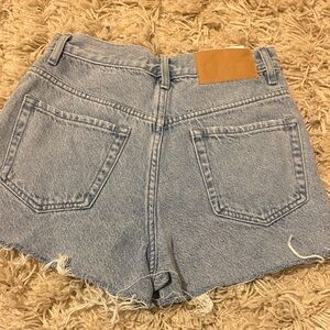 PacSun Light Blue Jean Shorts with Tan Patch